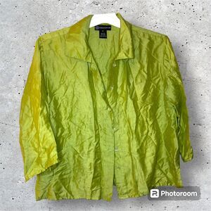 Endless Knot Art Linen Silk Top Button Up Shirt Blouse Small Lagenlook VTG